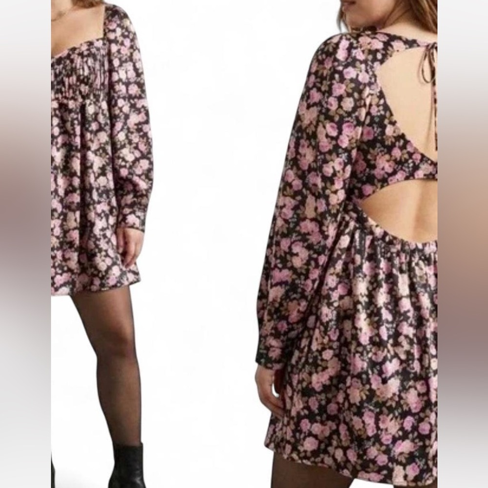 For Love & Lemons Black Floral Babydoll Dress